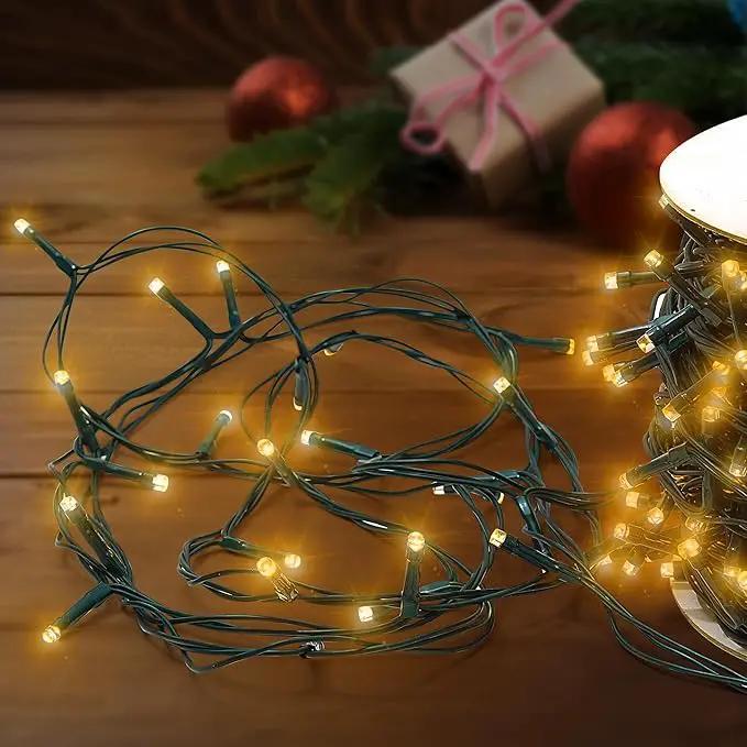 Christmas Light 100 LEDs 41ft Green Cable Wire Fairy String Twinkle Lights Plug in 12 Modes for Xmas Tree, Party, Indoor,Outdoor, Garden, Wedding, Home Decoration (Warm White) by GreenHaven Gardens