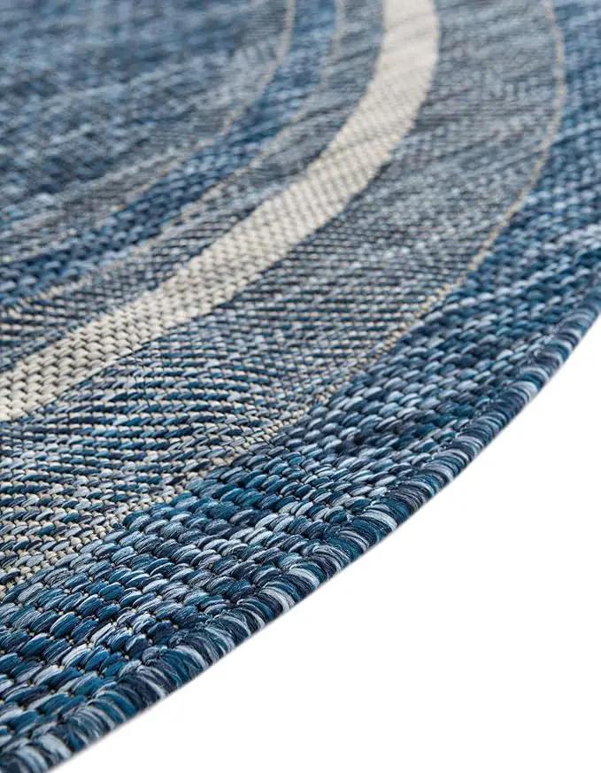Unique Loom Outdoor Border Collection Area Rug - Soft Border (2' 2" x 3' 7" Hearth, Blue/ Ivory) by GreenHaven Gardens