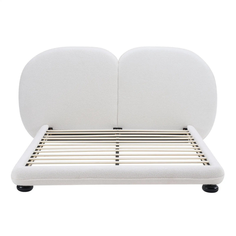 Extra Thick Upholstered Platform Bed Frame with Luxury Split Headboard by HouseOfZazla