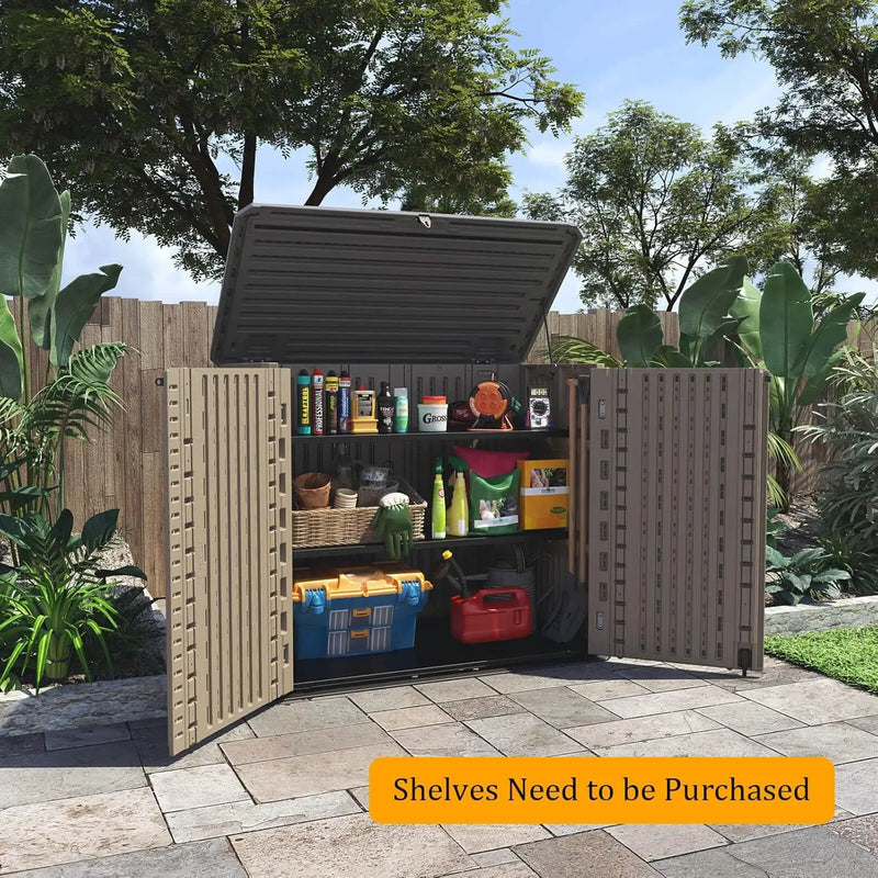HOMSPARK Outdoor Storage shed, 26 Cu.ft Outdoor Storage Box Waterproof, Outdoor Storage Cabinet for Bike, Garbage Cans, Lawnmower, Garden Accessories, Waterproof, Lockable by GreenHaven Gardens