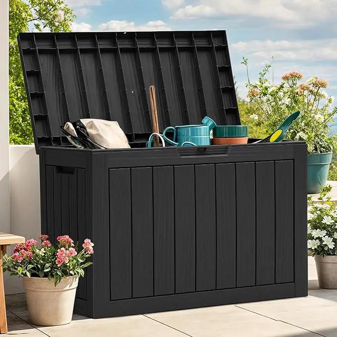 YITAHOME 45 Gallon Deck Box, Outdoor Storage Box for Patio Cushions, Outdoor Tools, Gardening Tools, Sports Equipment, and Throw Pillows, Lockable and Waterproof, Black by GreenHaven Gardens