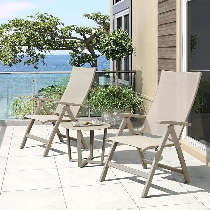Adjustable Folding Chair, Indoor Bedroom, Outdoor Balcony, Patio, Lawn Yard Beach, Porch, for Comfortable Foldable Lounge Chair, Portable Cozy Recliner, Metal Frame by GreenHaven Gardens