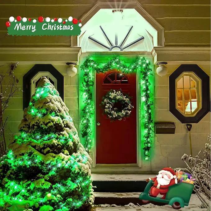 JMEXSUSS 4 Pack Green Solar Christmas Lights, Total 400 LED 132FT Solar String Lights Outdoor Waterproof, 8 Modes Copper Wire Solar Fairy Lights for Patio Garden Yard Tree Christmas Decor by GreenHaven Gardens