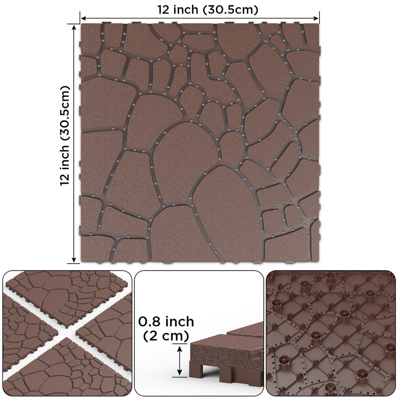 Stone Texture Patio Deck Tiles, Diy Module Interlocking Decking Floor Tiles by HouseOfZazla