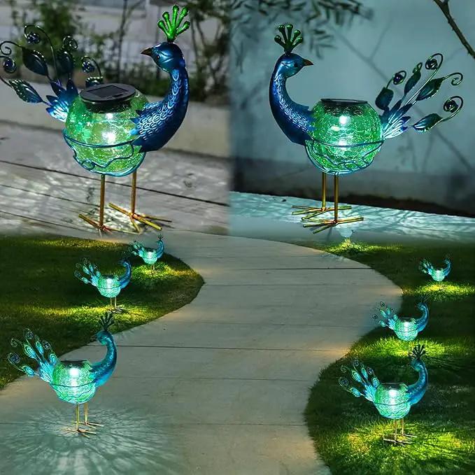 Solar Lantern Outdoor Decorative Waterproof LED Solar Lights Peacock Tabletop Lamp for Outdoor Patio Garden by GreenHaven Gardens