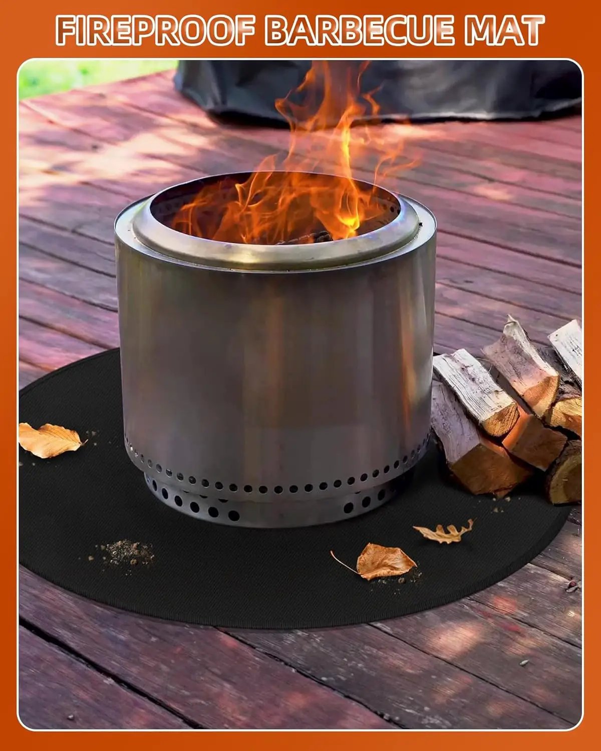 Round BBQ Grill Mat, 48 Inch Double-Sided Fireproof Pad 4-Layer Deck Protector for Indoor Outdoor Grilling by GreenHaven Gardens