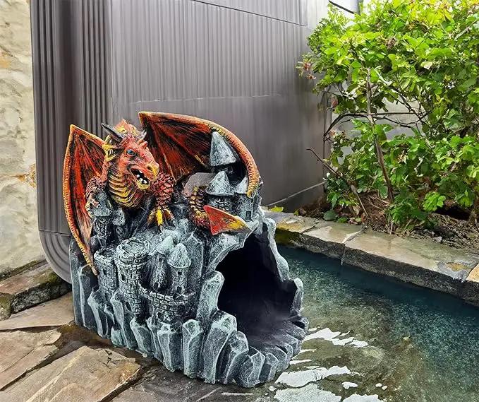 Dragon Statue Gutter Downspout Extender,Garden Outdoor Decor Sculpture,Gutter Diverter Rain, Splash Block,Eco-Friendly Resin, Decorative Gutter Extension Downspout, Ideal for 3"x4" Downspouts by GreenHaven Gardens