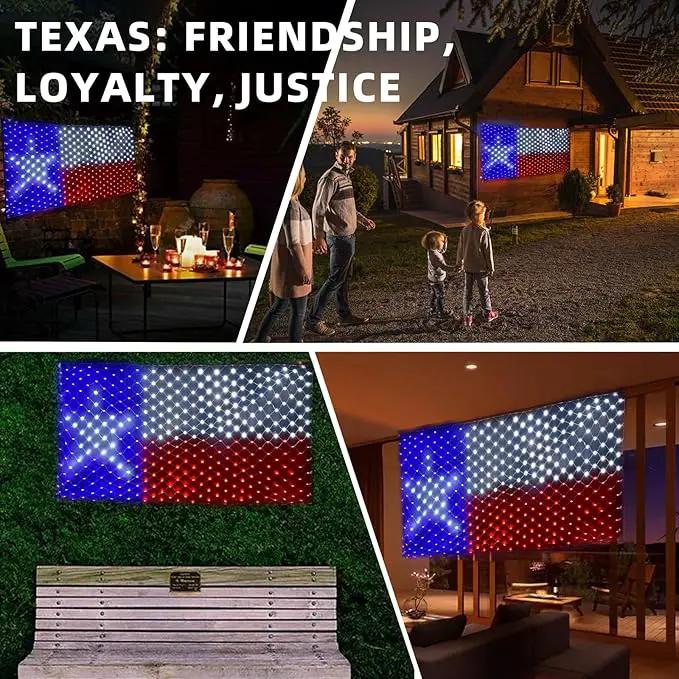 Texas Flag Net Lights Outdoor 3.3x6.6 FT - 384 LED Patriotic American Flag Decor with 8 Modes, Waterproof for 4th of July, Christmas, Yard, Porch, Parties by GreenHaven Gardens