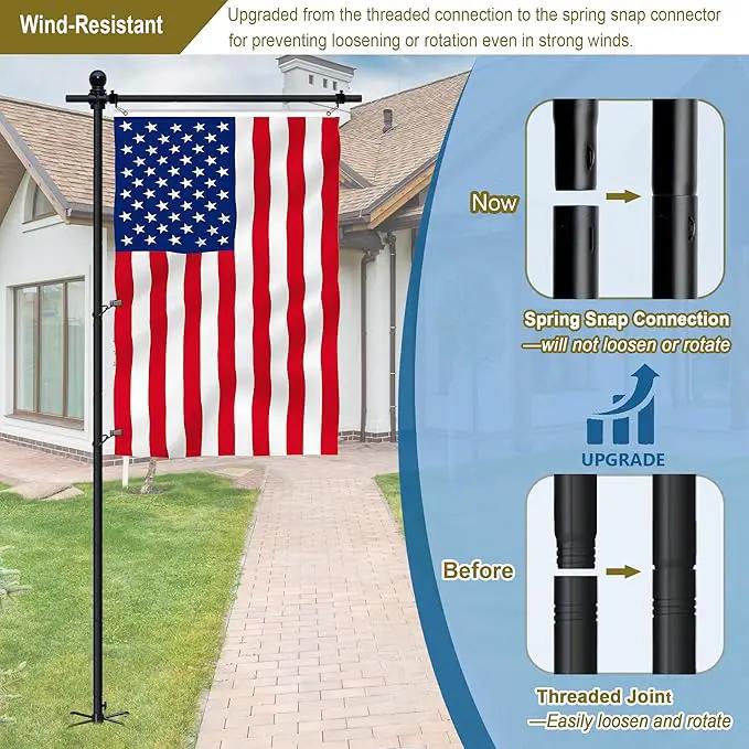 10FT Flag Pole Stand for Garden – Adjustable Outdoor Flagpole with 5-Prong Base, Freestanding Aluminum Banner Holder for 3x5ft & 28"x40" Flags – Wind-Resistant & Lightweight – Black by GreenHaven Gardens