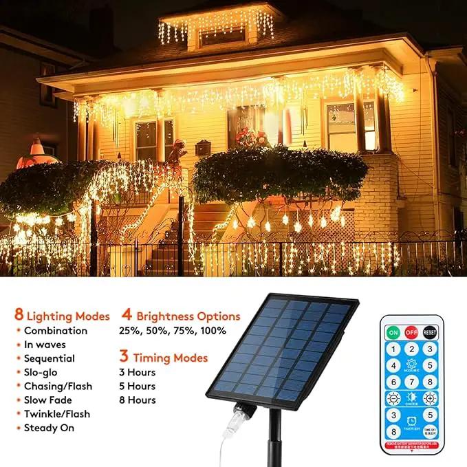 Solar Christmas Lights Outdoor Waterproof Christmas Decorations Curtain Lights 320LED 29.5ft 60 Drops, Solar Powered Rechargeable Fairy Lights for Party, Wedding, Home Decorations(WarmWhite) by GreenHaven Gardens