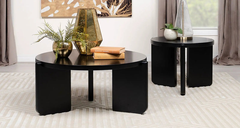 Cordova 2-piece Solid Wood Coffee and End Table Set Black by Unique Piece Furniture