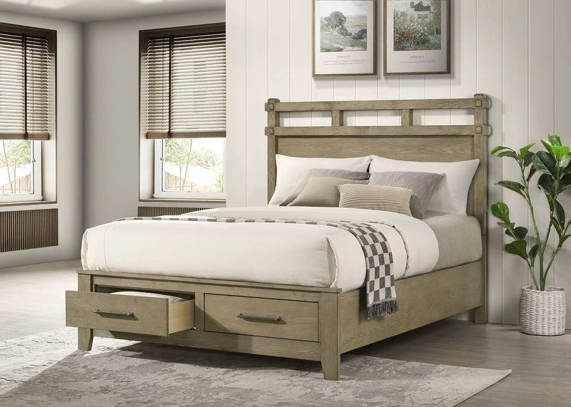 Hazlewood 59-inch Queen Panel Storage Bed Vineyard Oak by Unique Piece Furniture
