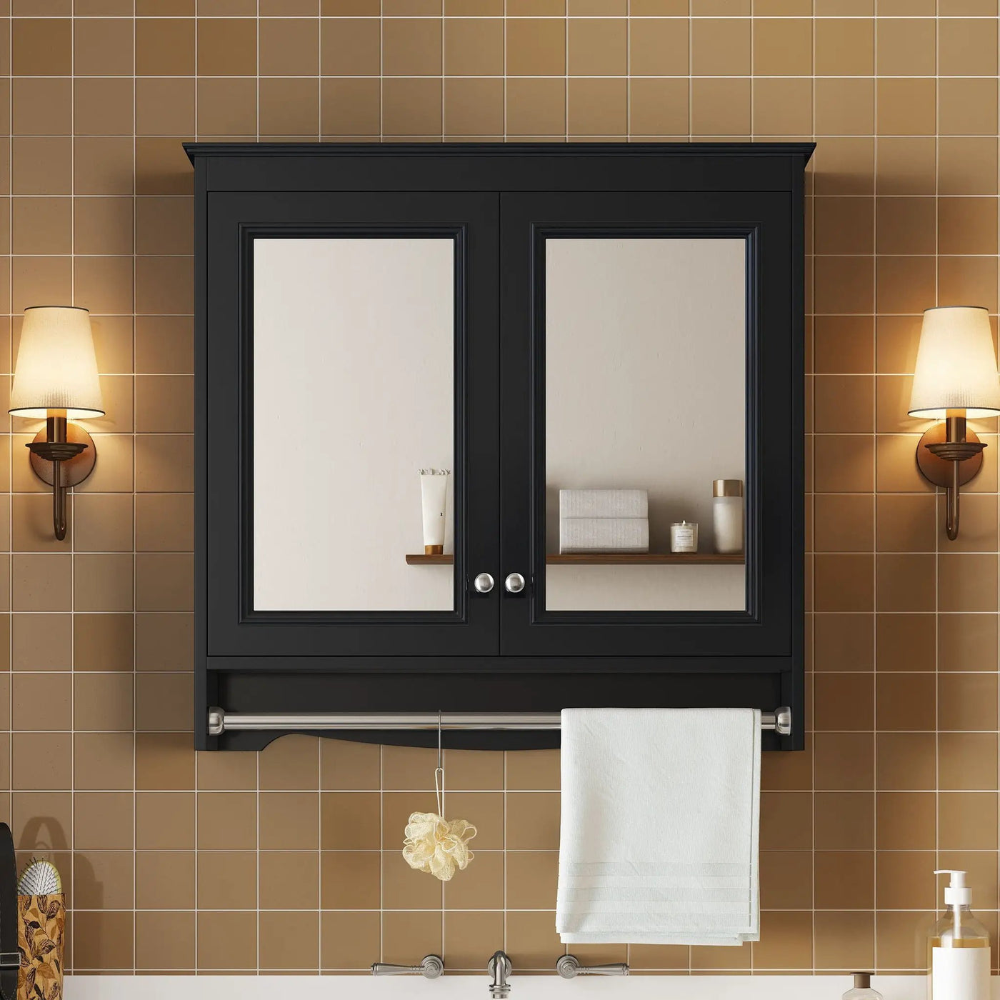 Modern Wall-Mounted Mirror Cabinet With Adjustable Shelves, Soft-Close Doors, High-Definition Mirror by Unique Piece Furniture