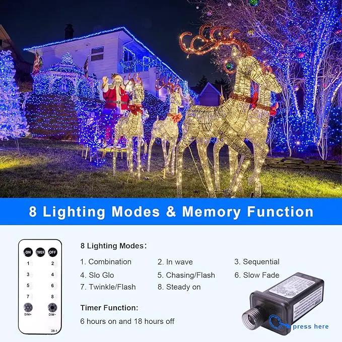 Blue Net Lights Outdoor - 360 LED Christmas Lights Plug in With Remote, 12 x 5ft Extendable 8 Modes Waterproof for Bushes Gazebo Lawn Wedding Patio Garden Tree Decoration by GreenHaven Gardens