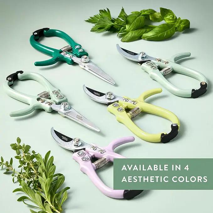 Modern Sprout Hand Pruners - Lightweight Pruning Shears W/Easy Lock- Gardening Scissors - Bypass Sharp Carbon Steel Blade - Rust Resistant - Garden Tools - Reusable Holster - Sage by GreenHaven Gardens