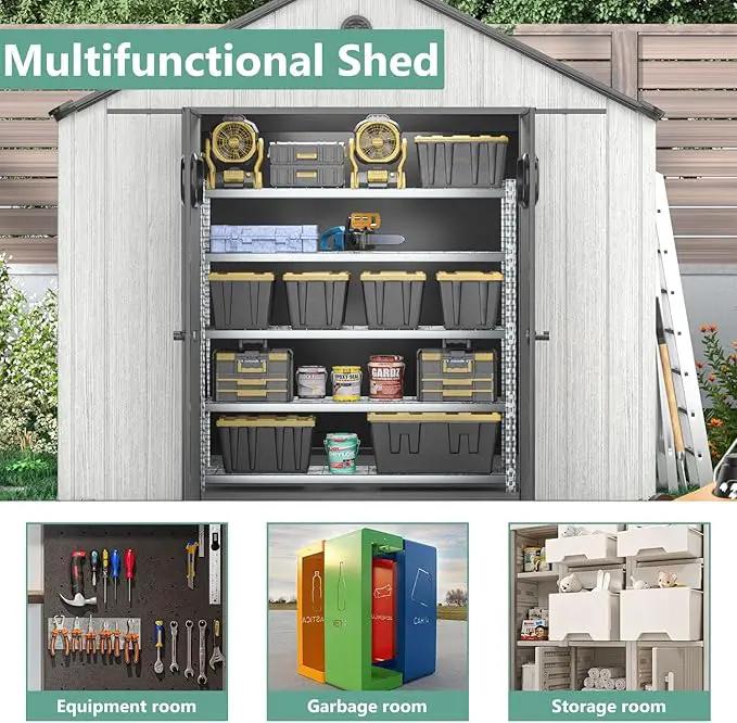 Aoxun 10X8FT Outdoor Shed with Floor, Resin Storage Shed with Lockable Door, Garden Utility Tool Shed Storage House for Backyard, Patio, Lawn by GreenHaven Gardens