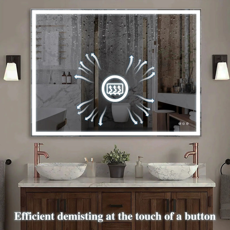 LED Bathroom Vanity Mirror Wall Mounted Adjustable / Warm / Natural Lights Anti-Fog Touch Switch With Memory Modern Smart Large Bathroom Mirrors by HouseOfZazla