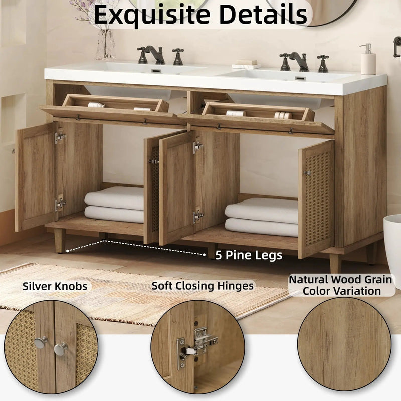 Bathroom Vanity With Double Sink, Large Storage Space by HouseOfZazla