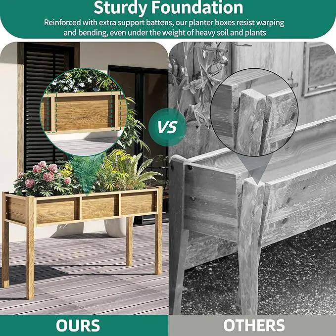 YITAHOME Outdoor Raised Garden Bed, 48x18x30 Inch HIPS Poly-Wood Weather-Resistant Elevated Planter Box with Legs for Vegetable Flower, Brown by GreenHaven Gardens