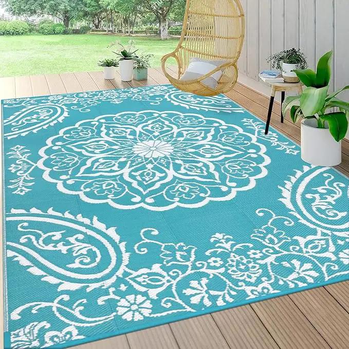 Pauwer Reversible Outdoor Rug, 6'x9', Waterproof Polypropylene Patio Mat, RV, Balcony, Deck, Beach, Picnic by GreenHaven Gardens