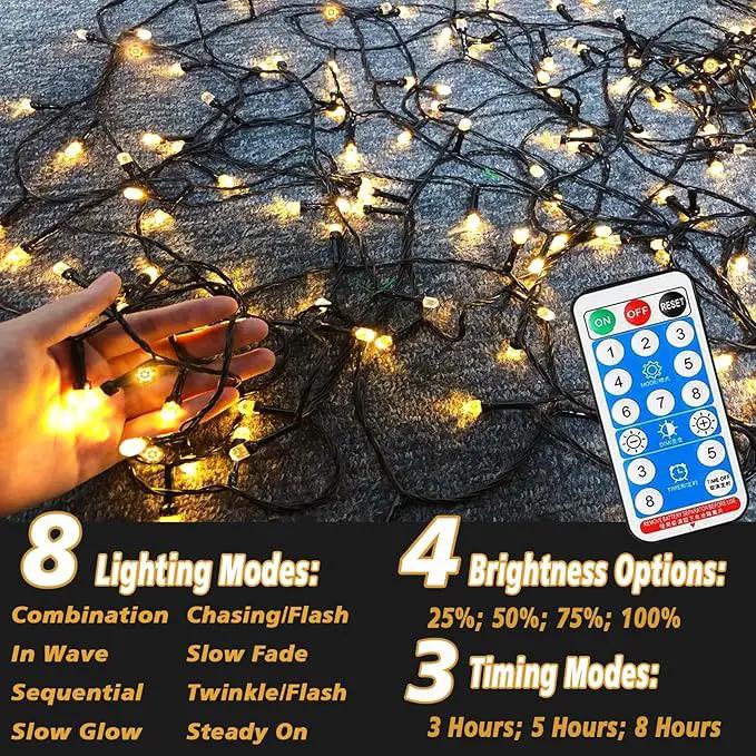 Solar String Lights Outdoor,115 Ft 300 LED Solar Christmas Lights with Remote,8 Modes Waterproof Patio Lights for Christmas Tree Patio Yard Garden Party Decor (Warm White) by GreenHaven Gardens