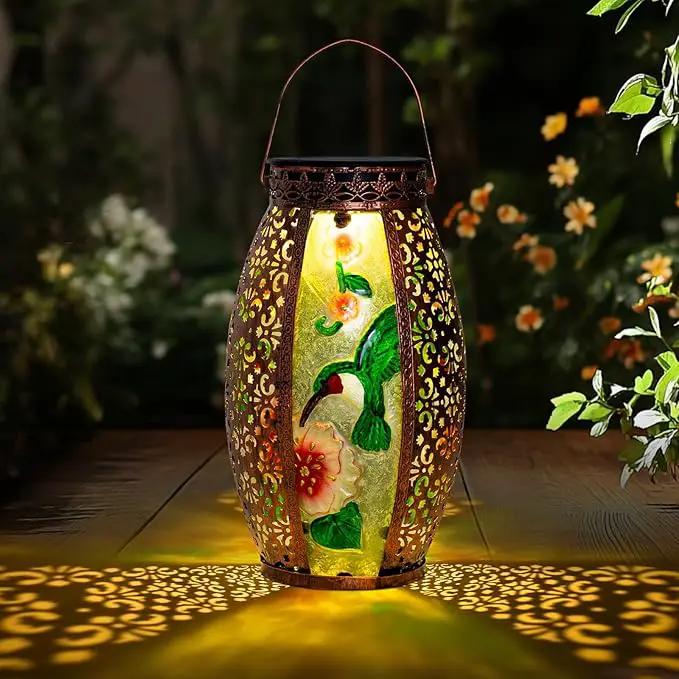 Larekook Outdoor Solar Lantern-Waterproof Hummingbird Hanging Metal Decorative Lights for Patio Table Garden Pathway Yard with Super Bright Warm White LED,Large Solar Panels,Auto On/Off Sensor by GreenHaven Gardens
