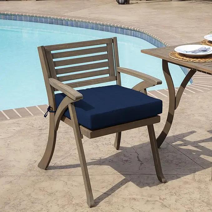 Arden Outdoor Seat Cushion, 19 x 19, Rain-Proof, Fade Resistant Sapphire Blue Leala by GreenHaven Gardens