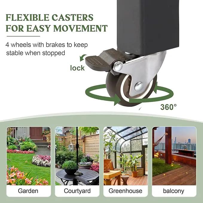 Wood Rectangular Garden Planter Box with Wheel Raised Garden Bed Outdoor,Planters for Outdoor Plants 37 * 13 * 15 Elevated Planter Box for Herbs Vegetables Flowers Outdoor Patio Deck Balcony by GreenHaven Gardens