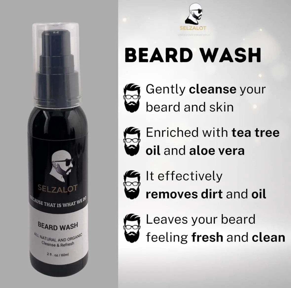 Beard Growth Kit Men’s Beard Care Kit Grooming Set 5 Pieces Beard Products with Wash, Oil Serum, Balm and a Gift Box for Men Self Care by Selzalot