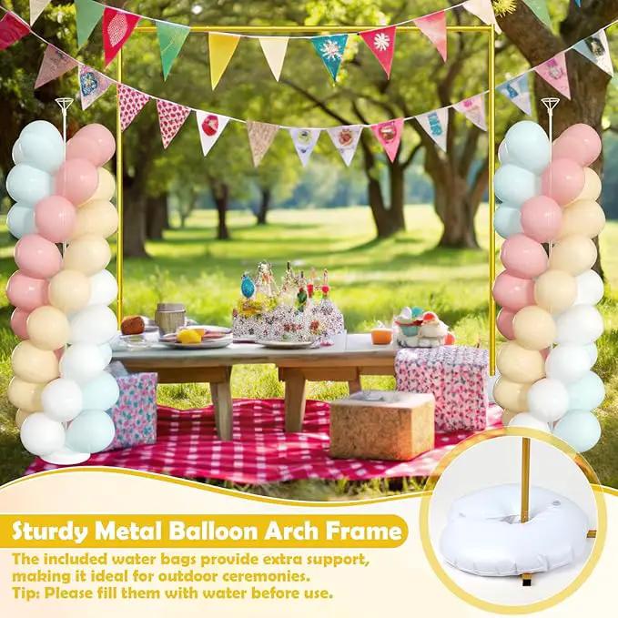 Wedding Arch Backdrop Stand 6.5FT Metal Backdrop Stand with 2 Pcs Adjustable Balloon Column Stand Gold Wedding Arch Frame for Birthday Party Graduation Baby Shower Ceremony Outdoor Supplies Décor by GreenHaven Gardens