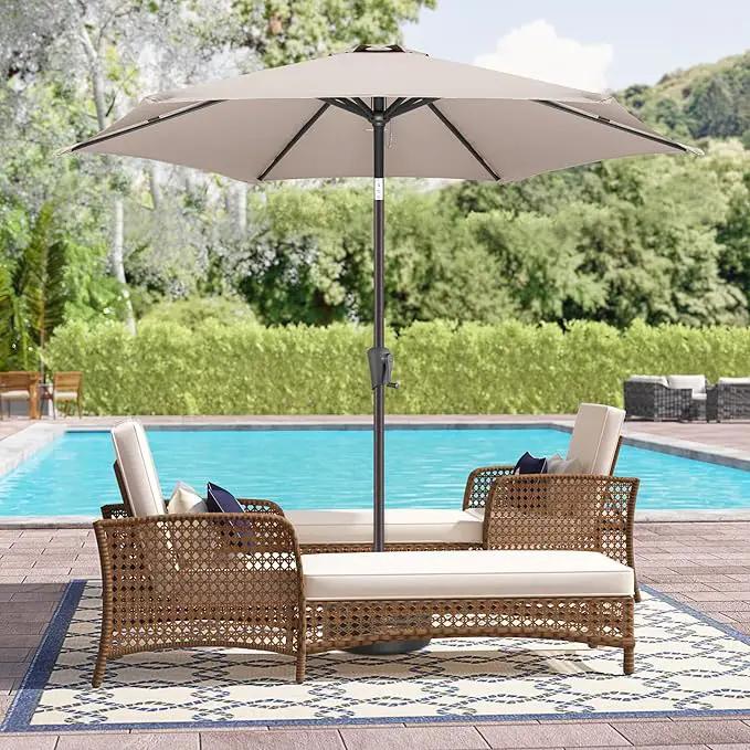 9ft Outdoor Patio Umbrella - Table Umbrella Waterprool UV Protection, Sombrillas de Patio with Push Button Tilt&Crank, Sun Umbrella for Pool, Porch, Garden, Deck, Backyard(Taupe) by GreenHaven Gardens