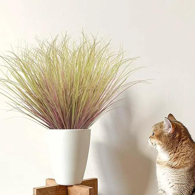 24Pcs Artificial Grass Plants, Faux Shrubs Wheat Grass, Artificial Tall Grass Fake Plants for Outdoor Decor,Artificial Greenery Stems Weed for Room Indoor Home Decor（Light Purple） by GreenHaven Gardens