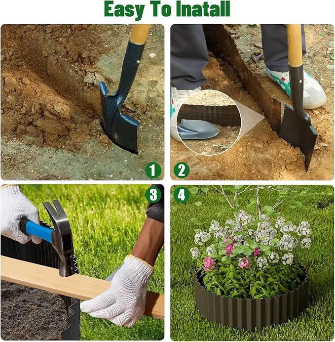 SnugNiture Corrugated Metal Garden Edging,10" x 20' Sturdy Lawn Edging Border,Landscape Edging Border for Lawn, Flower Bed,Garden and Yard(Black) by GreenHaven Gardens