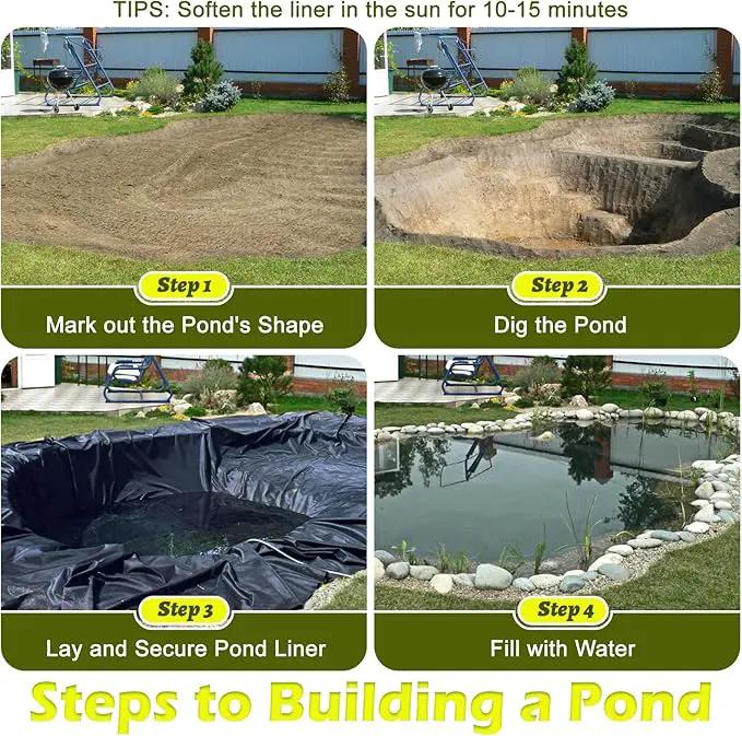 20 x 25 FT Pond Liner, HDPE Pond Liners for Outdoor Ponds 20 Mil Easy Cutting Puncture Resistant Impermeable Pond Liners Skins for Koi Fish, Water Garden Waterfall Fountain Aquaculture Pond by GreenHaven Gardens