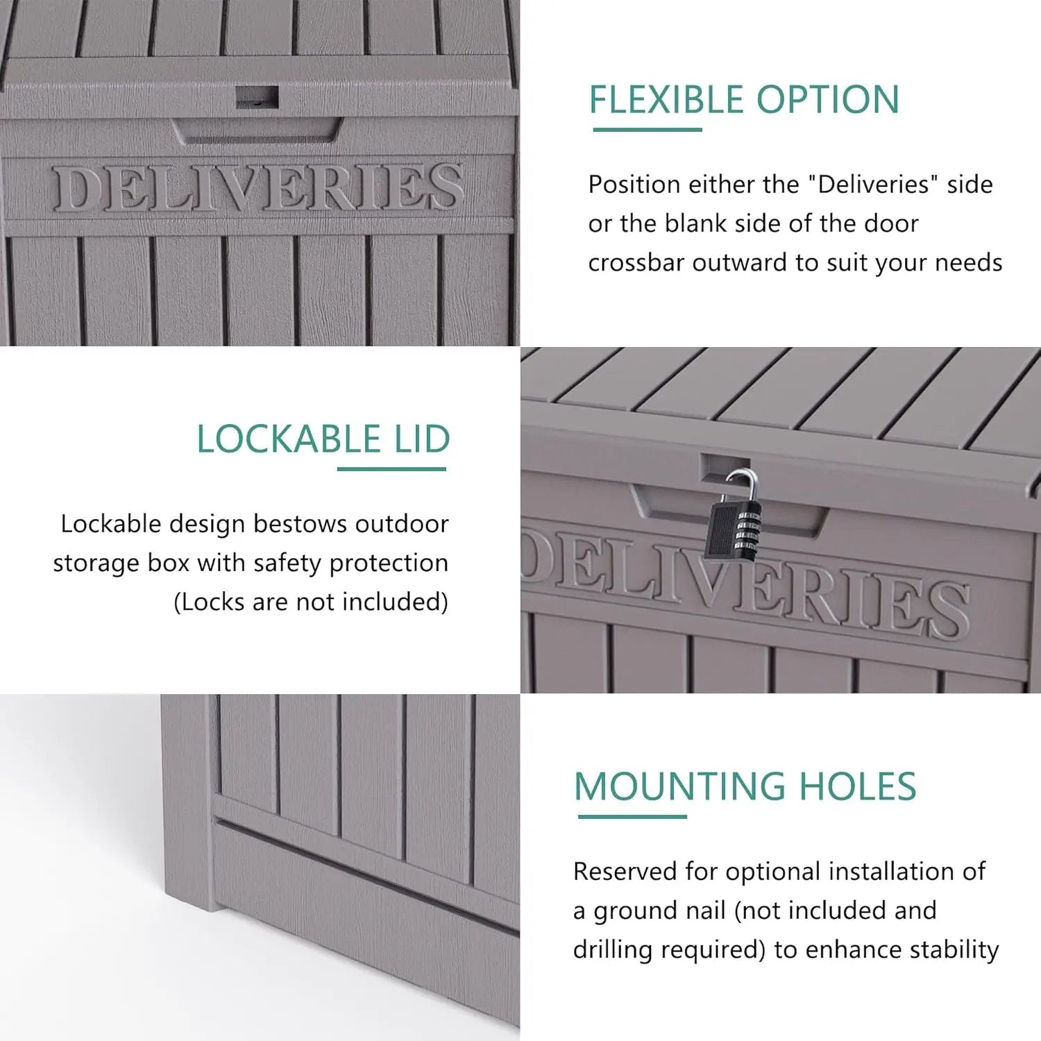 55 Gallon Coffee Resin Deck Box - Lockable, Rust-Resistant Outdoor Storage for Gardens & Patios - Waterproof Bench-Style Box with Handles by GreenHaven Gardens