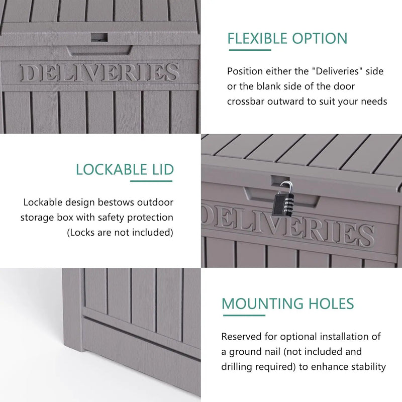 55 Gallon Coffee Resin Deck Box - Lockable, Rust-Resistant Outdoor Storage for Gardens & Patios - Waterproof Bench-Style Box with Handles by GreenHaven Gardens