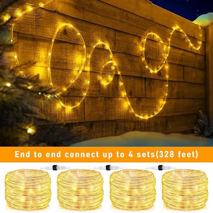 Rope Lights Outdoor, 100FT 300 LED Plug in Christmas Lights with Waterproof 8 Modes, Connectable String Twinkle Light for Indoor House Patio Garden Party Holiday Decorations, Warm White by GreenHaven Gardens