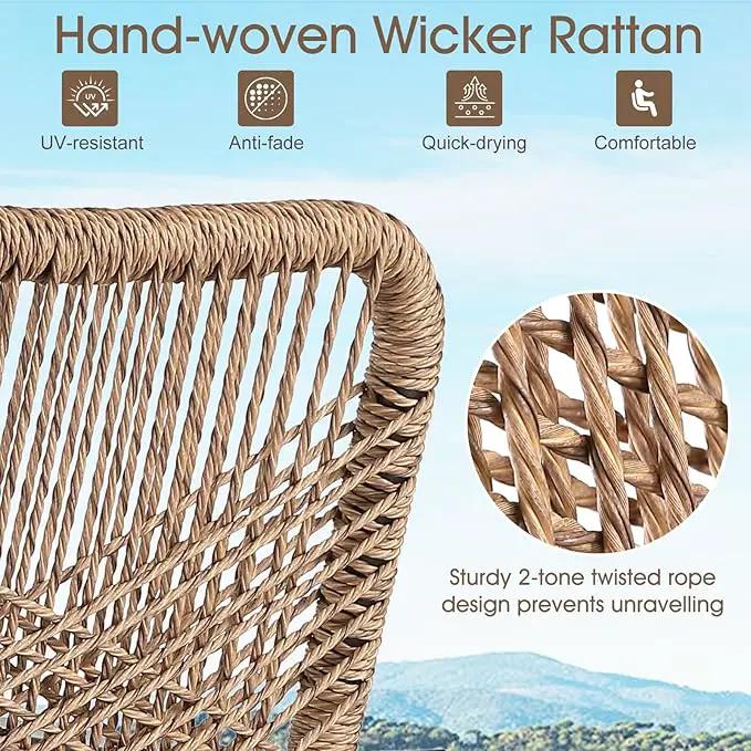 Outdoor Bar Stools Set of 6, Patio Swivel Counter Height Rattan Bar Stools, Patio Wicker Bar Swivel Chairs with Cushion, Outdoor Pool Bar Chairs for Backyard Garden Balcony w /360 Rotation by GreenHaven Gardens