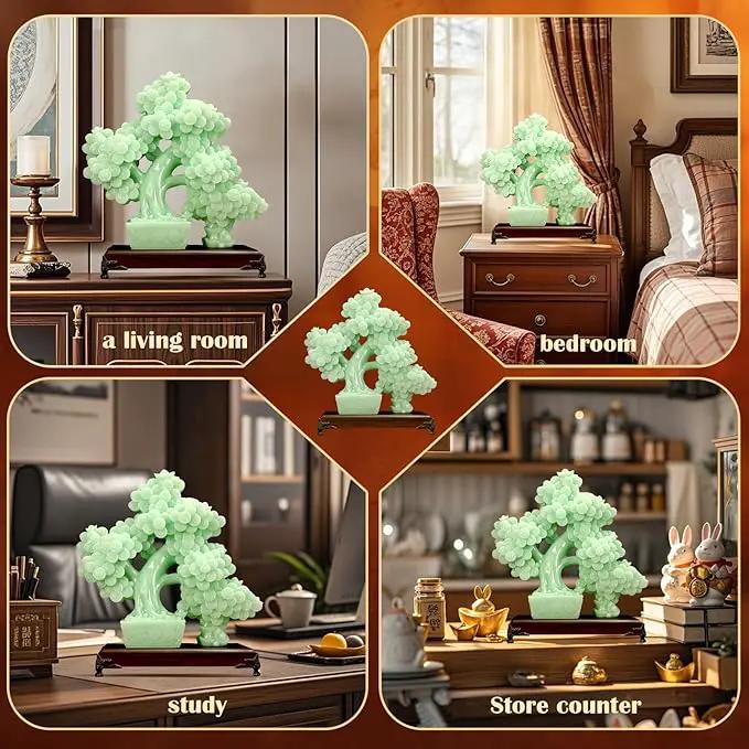 Top Resin Money Tree, Artificial Bonsai Tree, Handcrafted, Premium Quality, Feng Shui Gift for Abundance Luck and Success (Green) by GreenHaven Gardens