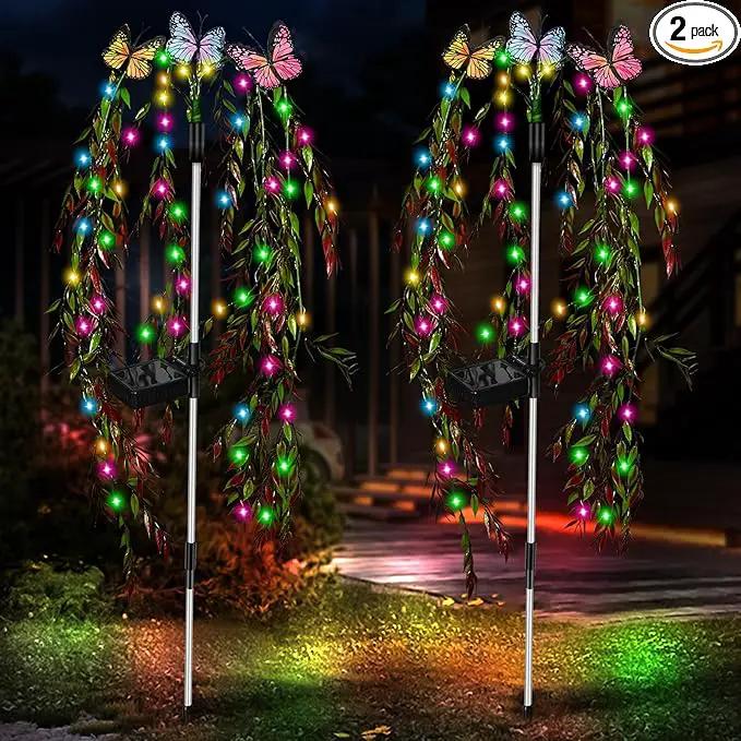 Solar Garden Lights Outdoor Decorative Waterproof, 69LED Swaying Tree Solar Lights for Outside, Butterfly Flower Lights Solar Power Yard Decor for Pathway Patio Lawn Decorations by GreenHaven Gardens