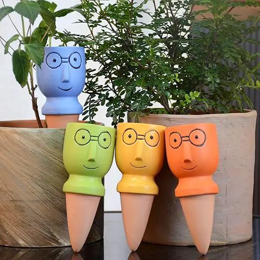 Self Watering Spikes for Plants, Terracotta Slow Release Watering System - Vacation Plant Waterer, 4 Pack Automatic Plant Watering Devices for Indoor Outdoor Potted Plants by GreenHaven Gardens
