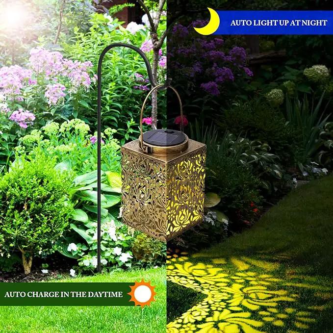 2 Pack Solar Lanterns Outdoor Waterproof - Metal Solar Garden Lights for Patio Porch Yard Garden Decor, Christmas Birthday Gifts for Women (Bronze) by GreenHaven Gardens