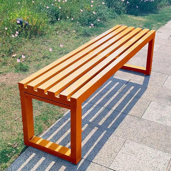 Weatherproof Metal Dining Bench, Outdoor Bench Backless Patio Bench 2-Person Farmhouse Bench Garden Bench for Kitchen, Living Room, Entryway(Orange,40in) by GreenHaven Gardens