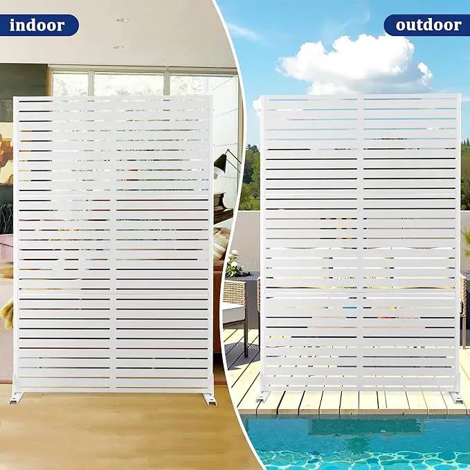 FENCY Outdoor Privacy Screen, 72" H×47" W Metal Privacy Screen, Outdoor Freestanding Privacy Screen & Panels for Deck Patio Balcony(White-Louvered) by GreenHaven Gardens