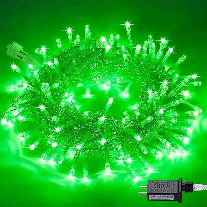 JMEXSUSS Connectable 100 LED Green Halloween Lights, 8 Modes Plug-in Green Christmas Lights Indoor, 33ft Clear Wire Twinkle String Light Outdoor for Halloween Christmas Tree Xmas Decor by GreenHaven Gardens