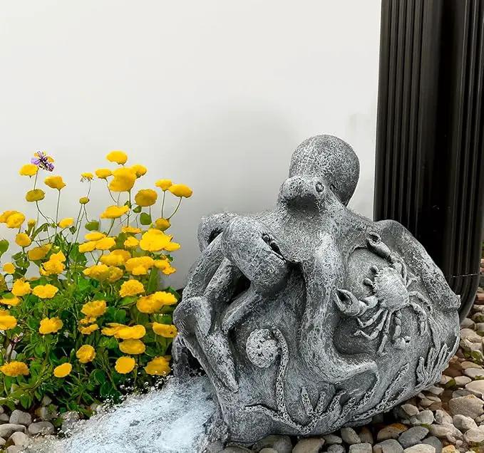 Octopus Sculpture Gutter Diverter Rain - Decorative Gutter Extension Downspout, Splash Block, 3"x4" Downspout Extender, Outdoor Decor Sculpture Ornament, Gutter Downspout Decoration by GreenHaven Gardens