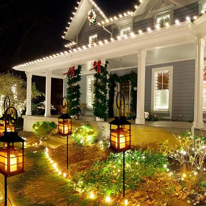 2 Pack Christmas Solar Lantern,Outdoor Garden Hanging Lantern-Waterproof LED Solar Lanterns Plastic Flickering Flameless Candle Mission Lights for Christmas Table, Outdoor, Party Decorative (Black) by GreenHaven Gardens