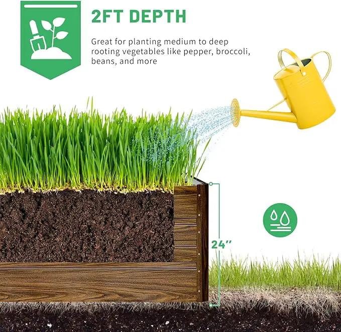 SnugNiture 2 Pcs 4x2x2FT Raised Garden Bed Galvanized Planter Garden Boxes Outdoor, Deep Root Planter Raised Bed for Vegetables Flowers Herbs,Brown by GreenHaven Gardens