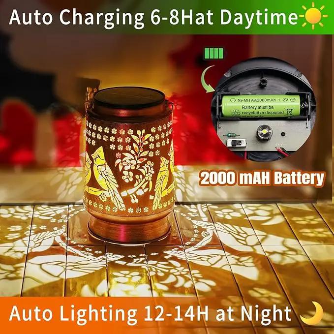 Cardinal Solar Lanterns Outdoor Waterproof, 5.9" Dia, 8.7" H Large Solar Lantern Light with Upgraded 2000mAH Battery, Birthday Gifts for Women Mom Grandma, Garden Decor for Patio Yard Lawn by GreenHaven Gardens