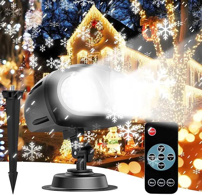 Double Head Christmas Snowflake Outdoor Projection Light,Waterproof Christmas Lights, 180°Rotation Christmas Lights Outdoor, Suitable for Indoor Holiday Christmas Garden Patio Decorations (L) by GreenHaven Gardens